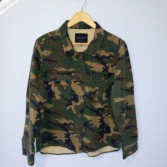 Sanctuary Camo Utility Jacket Shacket-Large-Pockets-Unlined-Lightweight - Picture 2 of 8